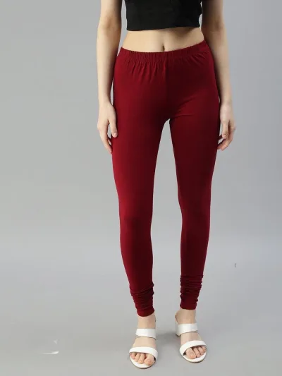 Cotton Lycra   Prisma Bottle Green Churidar Leggings.